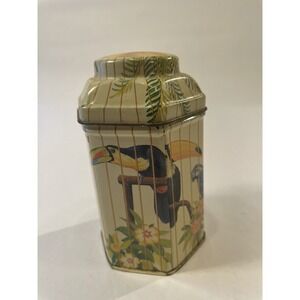 Vintage Keller Charles of Philadelphia Bird Cage Tin - Parrots, Toucan - W/Lid